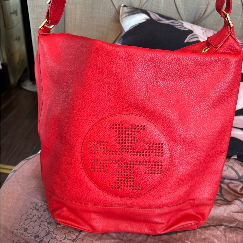 Tory Burch Red Leather Hobo Bag - Picture 10 of 15